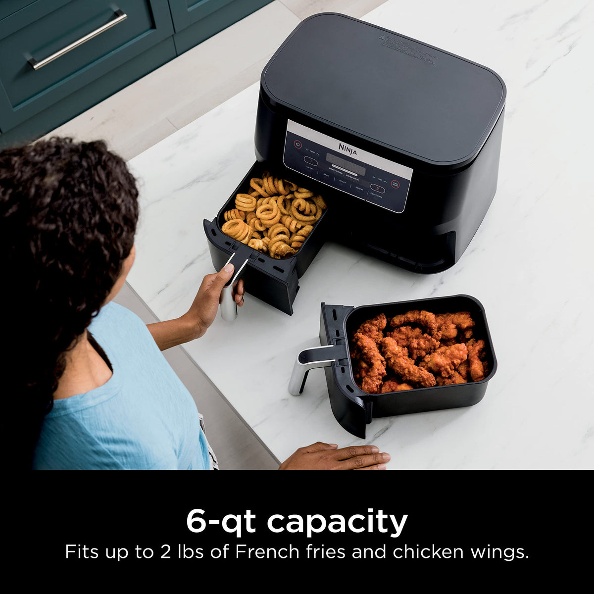 6 Quart 5-in-1 DualZone 2-Basket Air Fryer, Black N522522