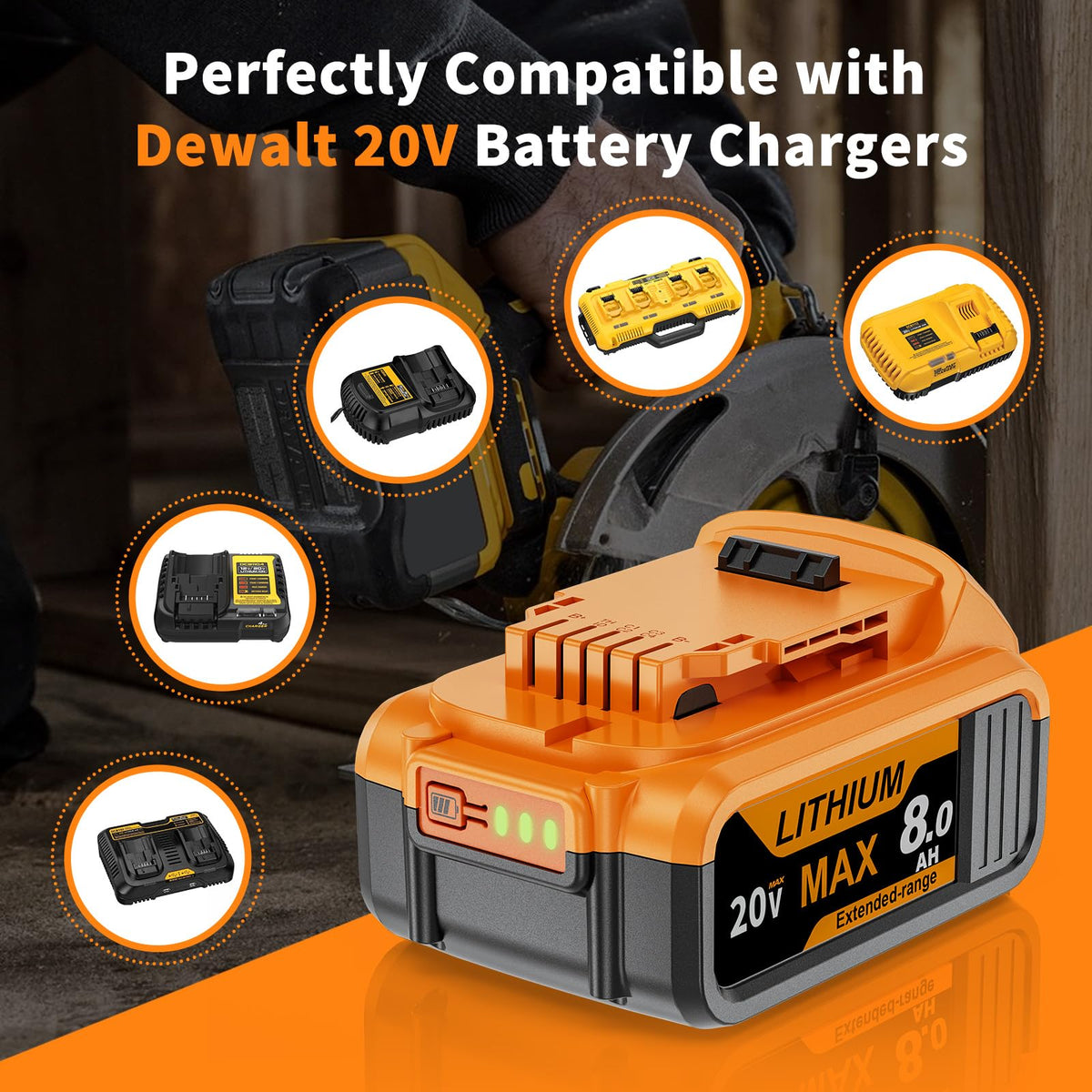2 Pack 8.0Ah 20V Max Battery and Charger S559