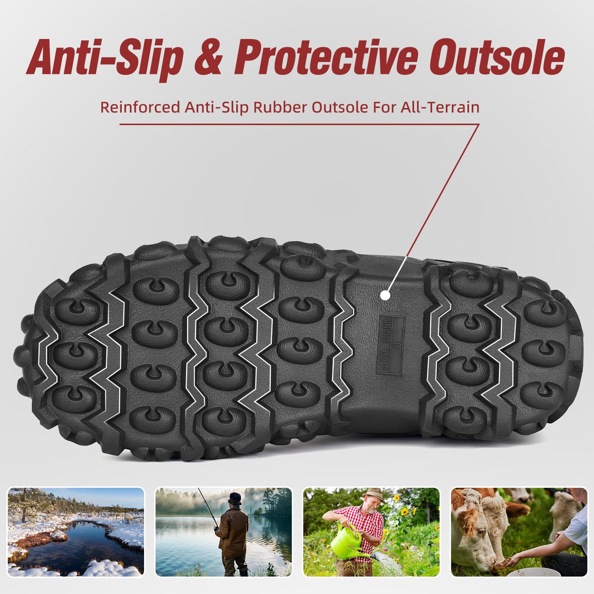 6mm Neoprene Insulated Mid Calf Waterproof Rubber Work Boots J79269