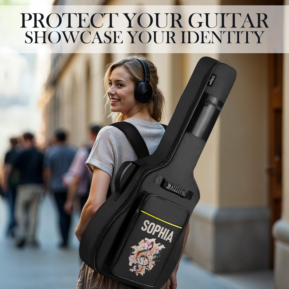 Soft Water Resistant Padded Guitar Gig Bag with Shoulder Straps and Pockets W837945