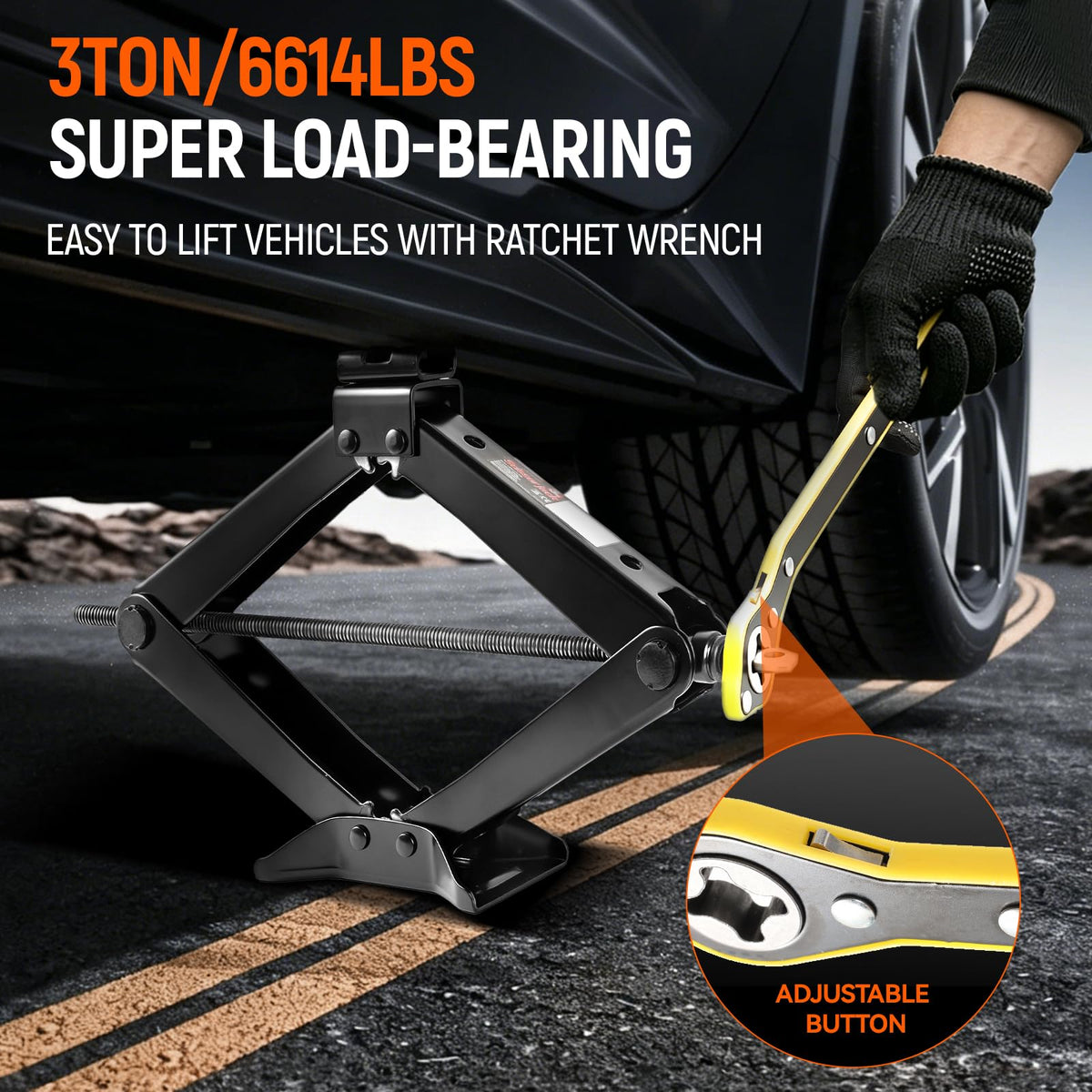 3 Ton Heavy Duty Scissor Jack with Lug Wrench G17881