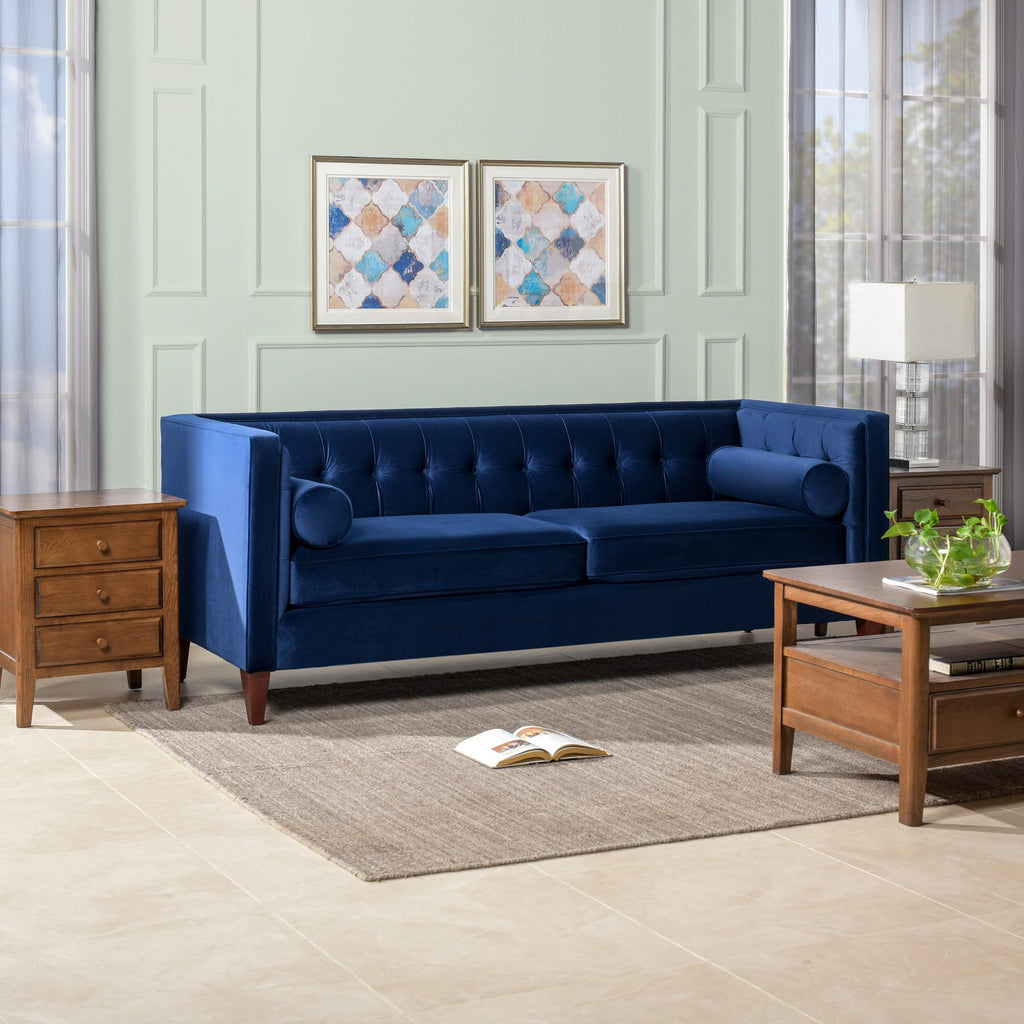 Navy Blue Velvet Tufted Sofa P22180