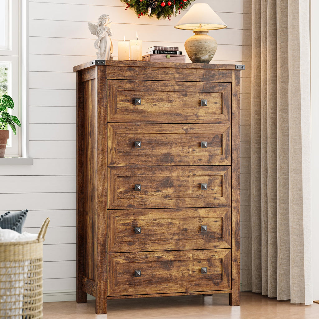 45.5" Tall 5-Drawer Brown Dresser Z2325