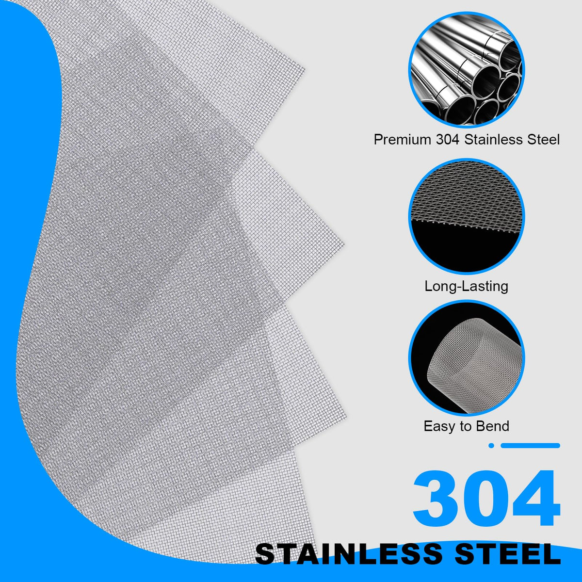 12×8 Inch 20 Mesh 304 Stainless Steel Wire Mesh Screen W1950