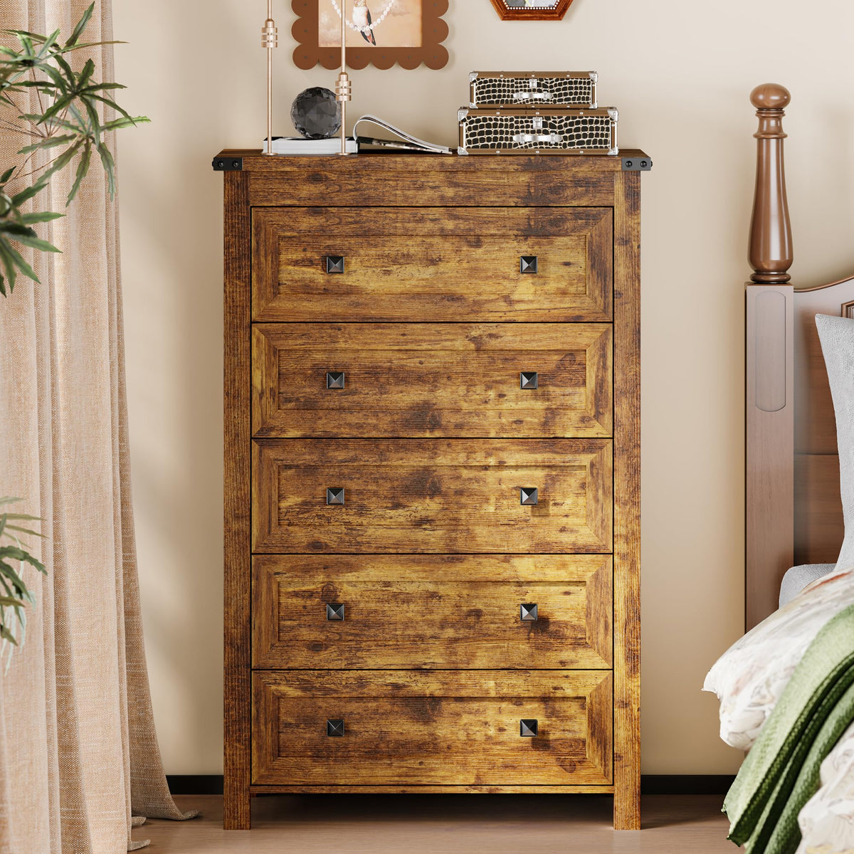 45.5" Tall 5-Drawer Brown Dresser Z2325
