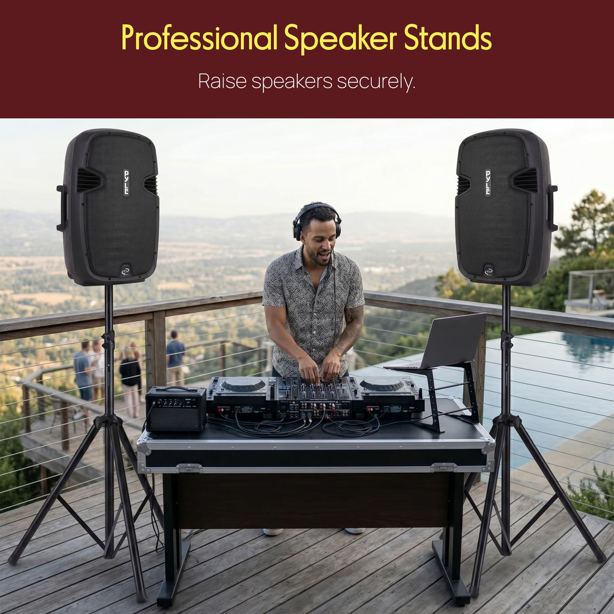 Black Dual Speaker Stand Kit with Storage Bag Q61781