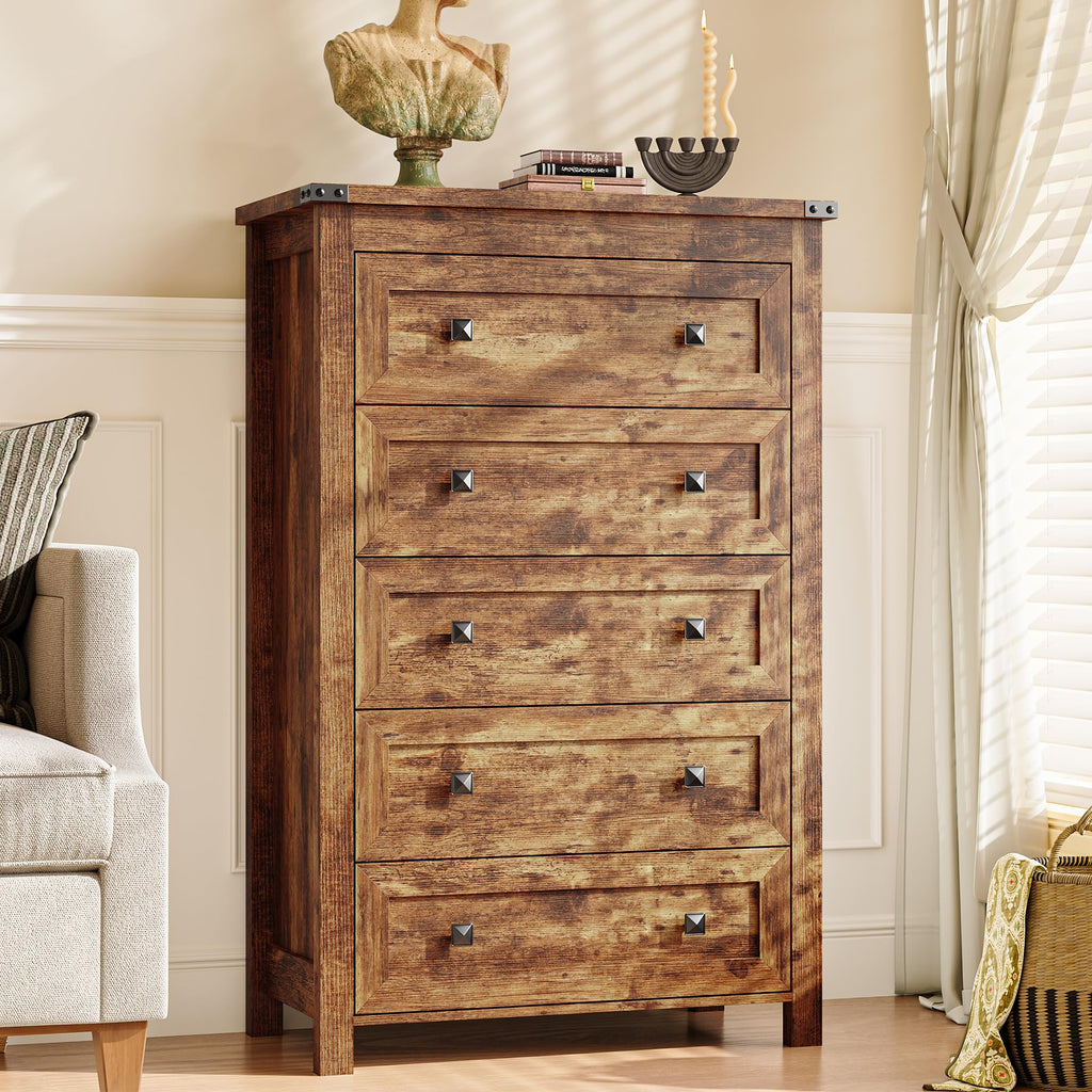 45.5" Tall 5-Drawer Brown Dresser Z2325