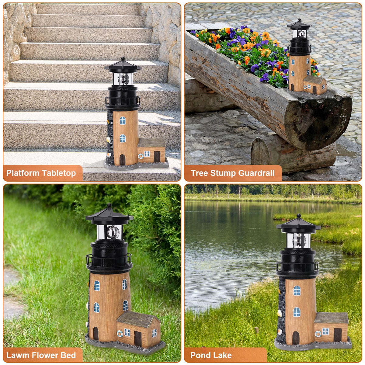 Solar Lighthouse with Rotating Beacon V948973